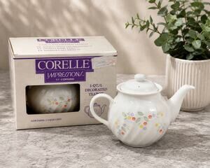 Corelle Impressions by Corning “English Meadow” 1-Quart Decorated Teapot | Vinta